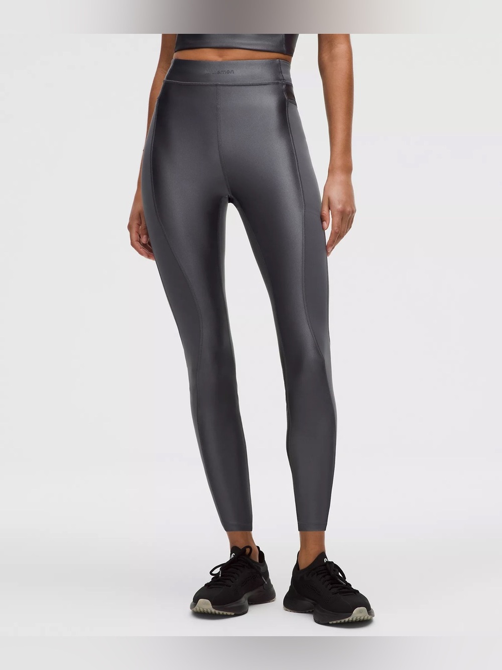 Lululemon Satin Shine Panelled High-Rise Tight 25" Wordmark coal